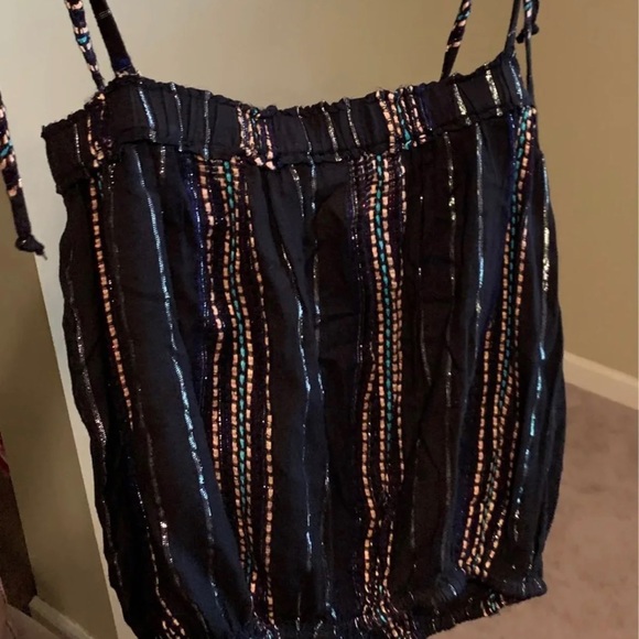 $$$$$$OLD M Elan Black Multicolor Viscose Striped High Waist Wide Leg Pants Tank - Picture 4 of 13